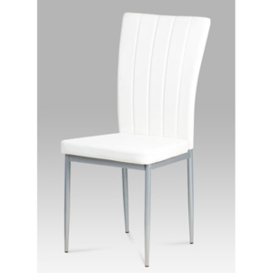 Autronic Jídelní židle, koženka bílá / šedý lak AC-1287 WT
