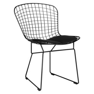 Židle NET soft - černá / černý polštář, Sedák s čalouněním, Nohy: kov, kov, barva: černá, bez područek chrom