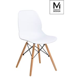 MODESTO židle LEAF WOOD bílá - polypropylén, bukový základ, Sedák bez čalounění, Nohy: buk, buk, barva: bílá, bez područek