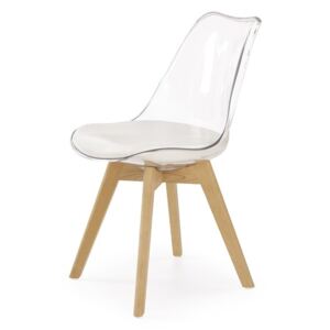 K246 židle čirá / buk, Sedák s čalouněním, Nohy: dřevo, buk, barva: bílá, bez područek