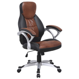 Hnědočerná kancelářská židle v provedení ekokůže TK096