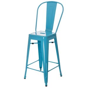 Barová židle PARIS BACK modrá inspirovaná Tolix