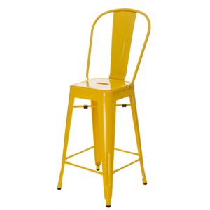 Barová židle PARIS BACK žlutá inspirovaná Tolix