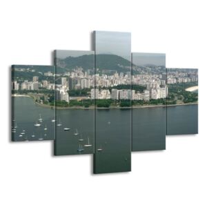 Vícedílný obraz Město s loděmi na řece 100x70 cm