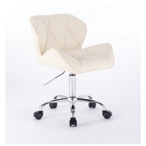 Kosmetická židle MILANO na základní podstavě s kolečky - krémová