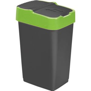 Heidrun Odpadkový koš 60 l, černý se zeleným pruhem
