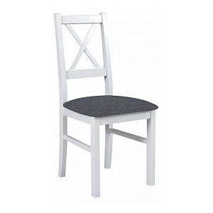 Jídelní židle dřevěná bílá světle šedá látka OF072