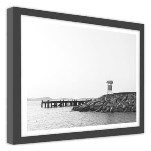 CARO Obraz v rámu - A Tower On The Shore 70x50 cm Černá