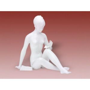 Akt s motýlem, porcelánová figurka, Royal Dux Bohemia, bílá, v. 20 cm