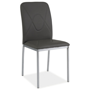 Jídelní čalouněná židle v šedé barvě na pochromované konstrukci KN1074