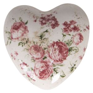 Dekorace vintage srdce s růžemi Rose - 11*11*4 cm