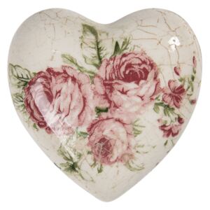 Dekorace vintage srdce s růžemi Rose - 8*8*4 cm