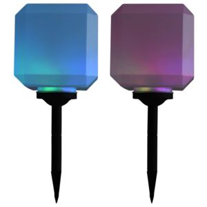 Zahradní solární lampy 2 ks LED krychlové 20 cm RGB