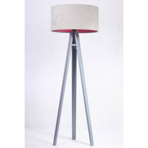 Dřevěná stojací lampa MODERN, 1xE27, 60W, šedá, růžová