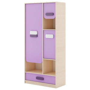 Dětská skříňka v dekoru dub kremona a lavenda ve fialové barvě typ G04 KN083