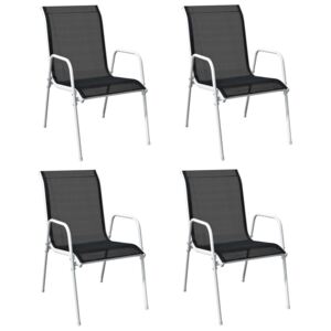 Stohovatelné zahradní židle 4 ks ocel a textilen černé