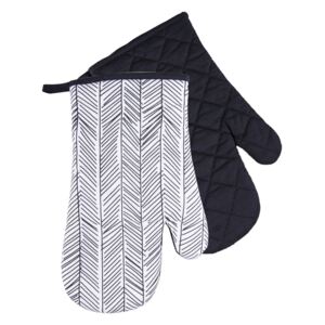 Kuchyňské bavlněné rukavice chňapky BLACK WHITE motiv C, 100% bavlna 18x30 cm Essex