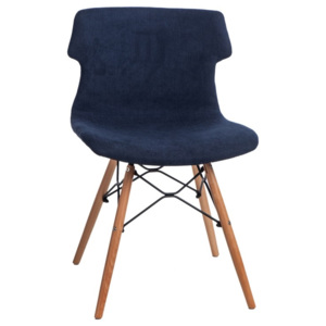 Jídelní židle s čalouněním v modré barvě na dřevěné podnoži DO049