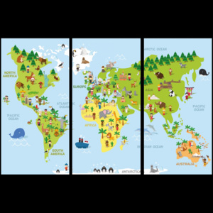 Murando DeLuxe Mapa na korkové tabuli - dětský svět 90x60 cm
