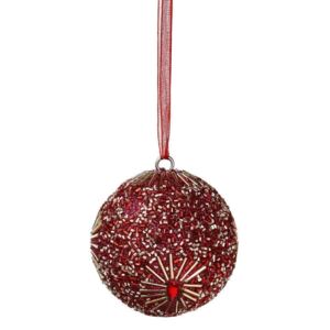 Butlers HANG ON Vánoční koule s perlami 5 cm - růžová