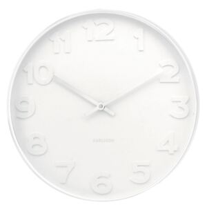 Nástěnné hodiny Mr. White Karlsson bílá, D 37,5cm, H 6cm, 1 AA baterie