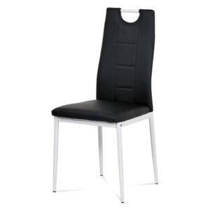Autronic - Jídelní židle koženka černá / bílý lak - AC-1230 BK