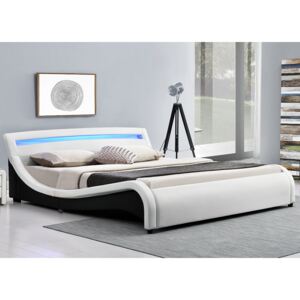 Eshopist Čalouněná postel,, Malaga "180 x 200 cm s LED na čelní desce - bílá