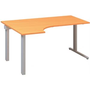 Psací stůl alfa 305 - ergo, levý, 160 cm, buk bavaria/stříbrný