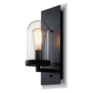 Designová nástěnná lampa - kov a sklo, matně černá