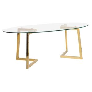 Konferenční stolek skleněná deska a zlaté nohy FRESNO
