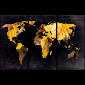 Murando DeLuxe Mapa na korkové tabuli - žluté kontinenty 90x60 cm