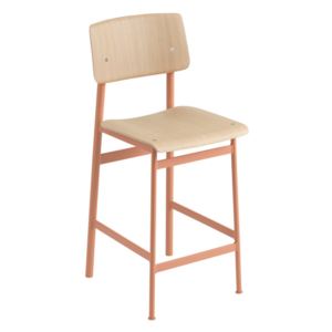 Muuto Barová židle Loft 65 cm, dusty rose/oak