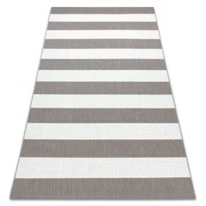 Kusový koberec Sisal FLAT 48644686 Pruhy bílý / béžový Rozměr: 120x170 cm