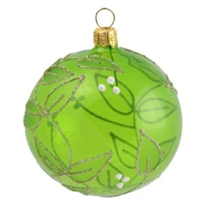 Vánoční baňka zelená s dekorem