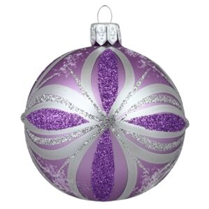 Vánoční koulička fialová, dekor