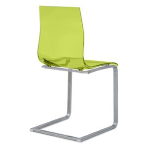 Jídelní židle Gel-SL podnož hliníkový lak sedák zelený plast