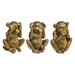 Tři moudré opice, zlaté sošky z polyresinu, výška 17 cm