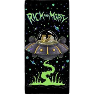 Osuška Rick and Morty: UFO Spaceship Towel (70 cm x 140 cm) černá bavlna