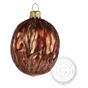Vánoční ořech hnědý se zlatým dekorem