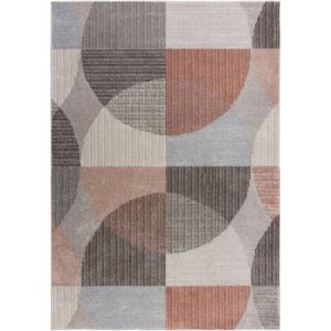 Flair Rugs koberce Kusový koberec Cadiz Centro Cirkles Grey/Pink - 160x230 cm