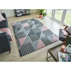 Flair Rugs koberce Kusový koberec Hand Carved Velocity Blush-Pink/Dark-Grey - 120x170 cm
