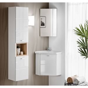 Koupelna - FINKA white, 40 cm, sestava č. 9, bílá/lesklá bílá