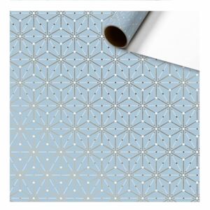 Balicí papír světle modrý s geometrickými vločkami
