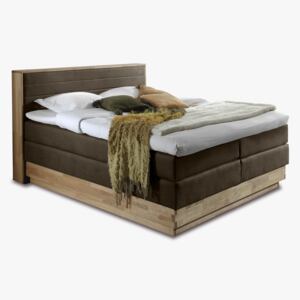 Dubová postel boxspring s úložným prostorem včetně matrací, Moneta 180