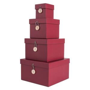 PRESENT TIME Sada čtyř vínových papírových boxů Uniform 7 × 7 × 8 cm, 11,5 × 11,5 × 10 cm, 15,5 × 15,5 × 11,5 cm, 20 × 20 × 12 cm