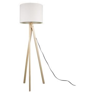 Stojací lampa, bílá / přírodní dřevo, LILA TYP 6