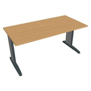 Stůl pracovní rovný 160 cm - Hobis Flex FS 1600 Dekor stolové desky: buk, Barva nohou: černá
