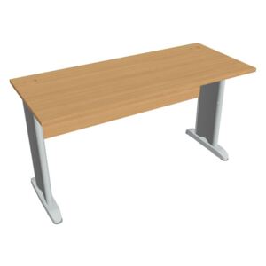Stůl pracovní rovný 140 cm hl. 60 cm - Hobis Cross CE 1400 Dekor stolové desky: buk, Dekor lamino podnože: buk, Barva nohou: Stříbrná