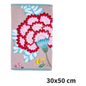 Malý ručník na ruce, květinový vzor, savý ručník do koupelny, 100% bavlněný velur, barva khaki, PiP Studio - 30x50