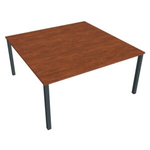 Dvojstůl pracovní rovný 160×160 cm - Hobis Uni USD 1600 Dekor stolové desky: calvados, Barva nohou: černá